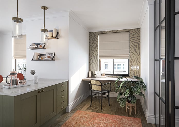 Roslin (Blackout), Griege - Motorised Roman Blind - Image 6